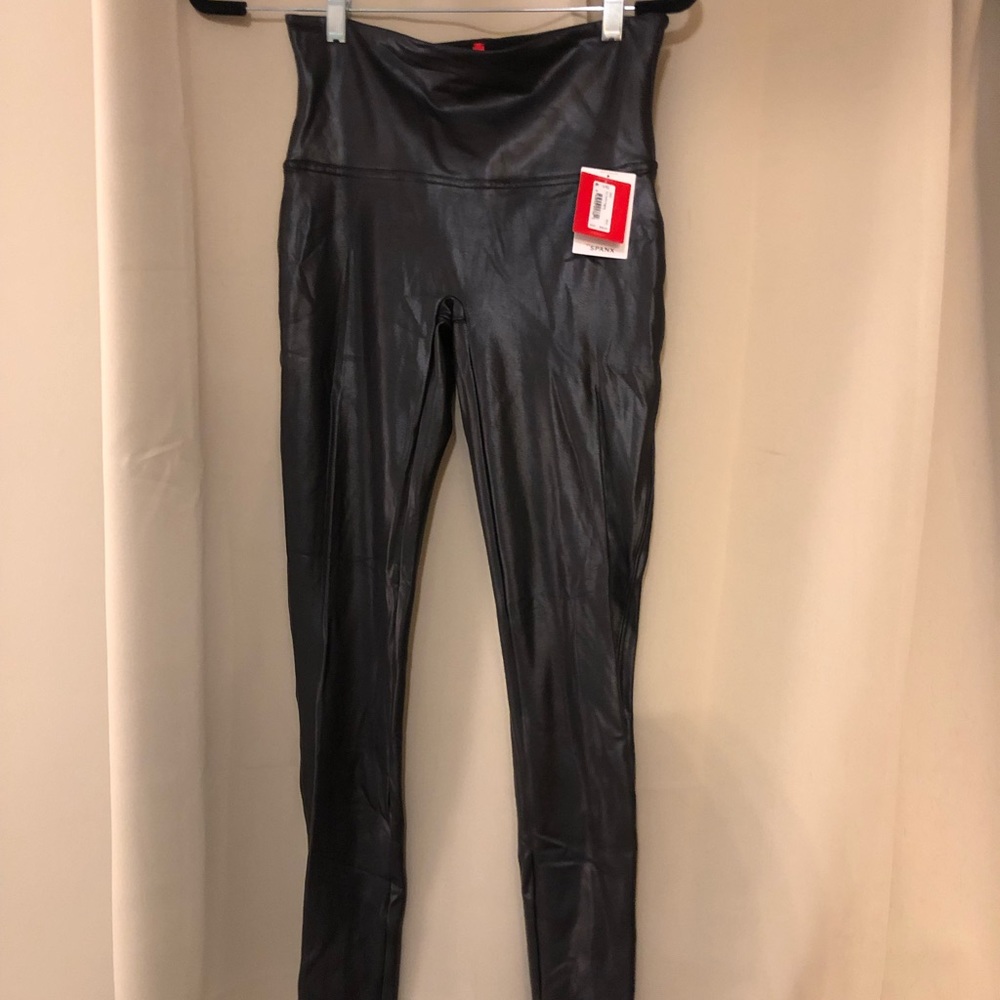 NWT faux leather spanx leggings size L